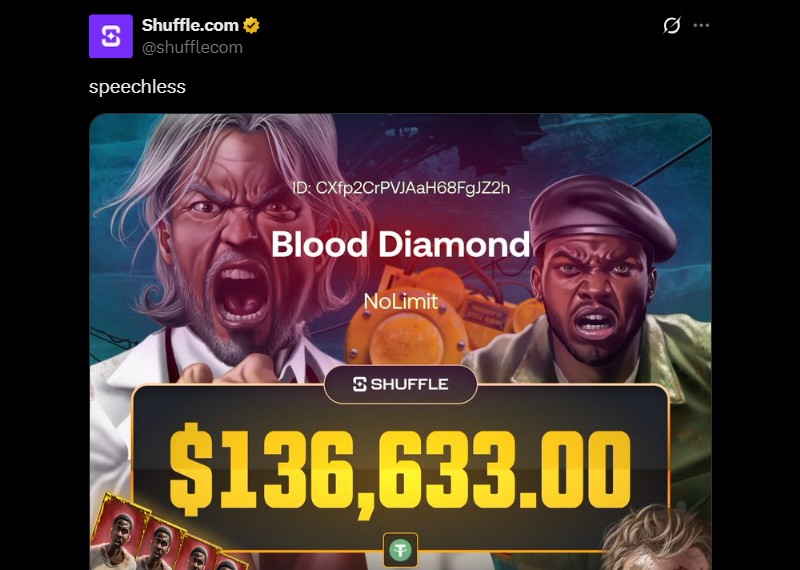 Twitter 136K Blood Diamond Win at Shuffle